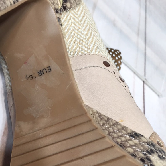 Poetic Licence Foolproof Oxford tan heel platform sexy bow retro sz 6 - Picture 12 of 14